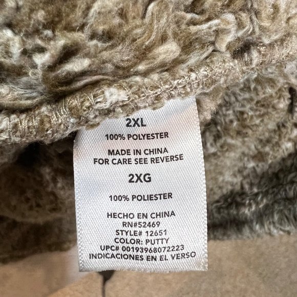 Alpine Sherpa Jacket Mens Members Mark Sweater 2XL Putty Brown Pullover 1/4 Zip - Picture 6 of 8